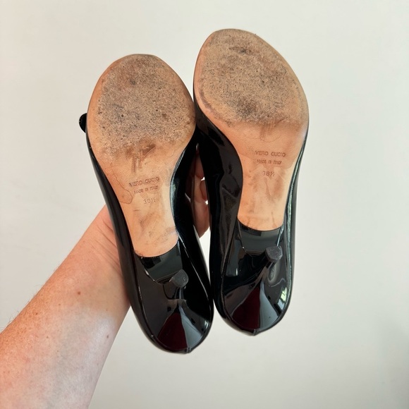Giuseppe Zanotti Black Patent Leather Peep Toe Pumps Size 38.5 - Picture 10 of 15